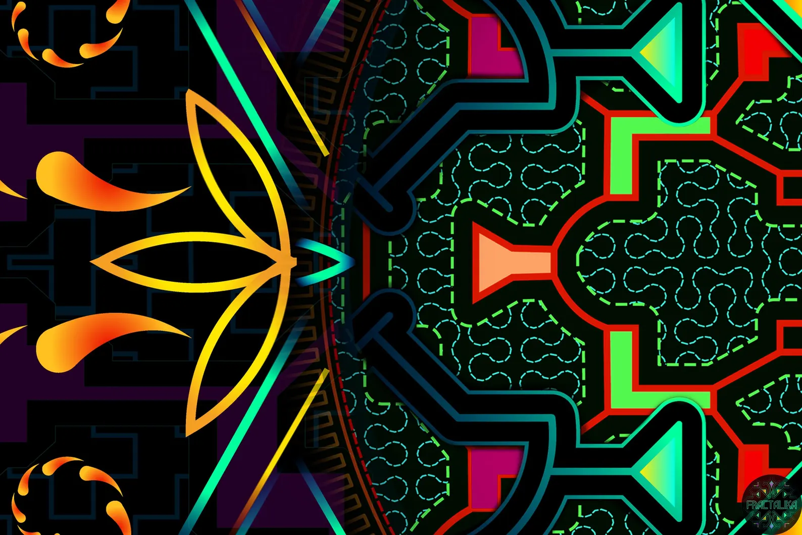 Plafond psychédélique fractal - Détails des motifs