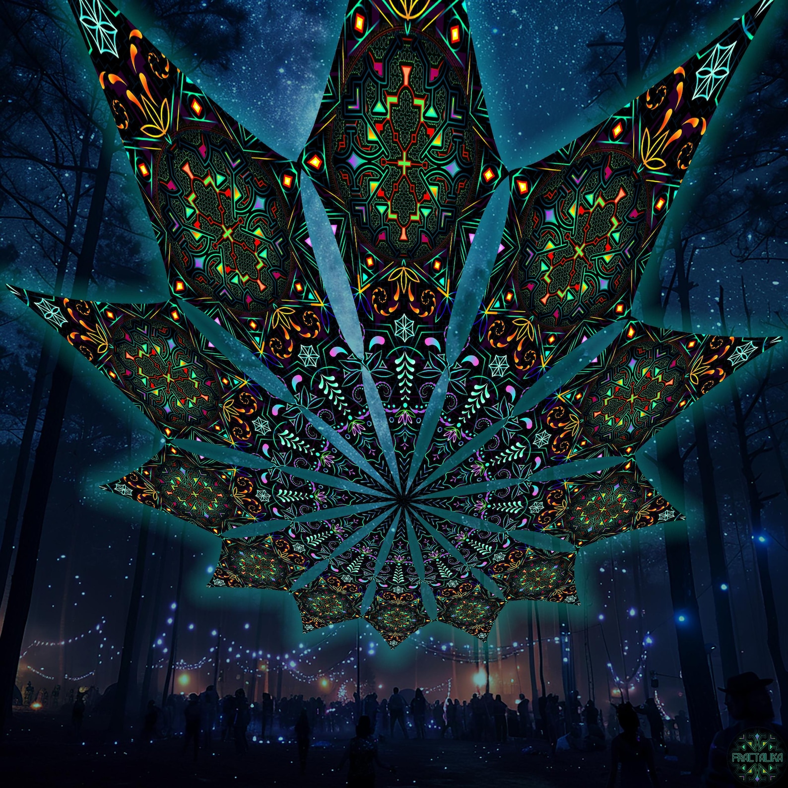 Plafond psychédélique fractal - Installation événementielle